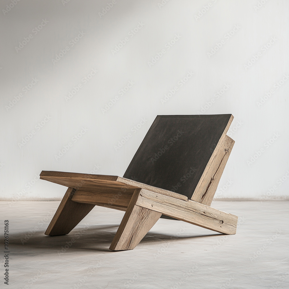 Modern wooden lounge chair in minimalist setting with natural finish