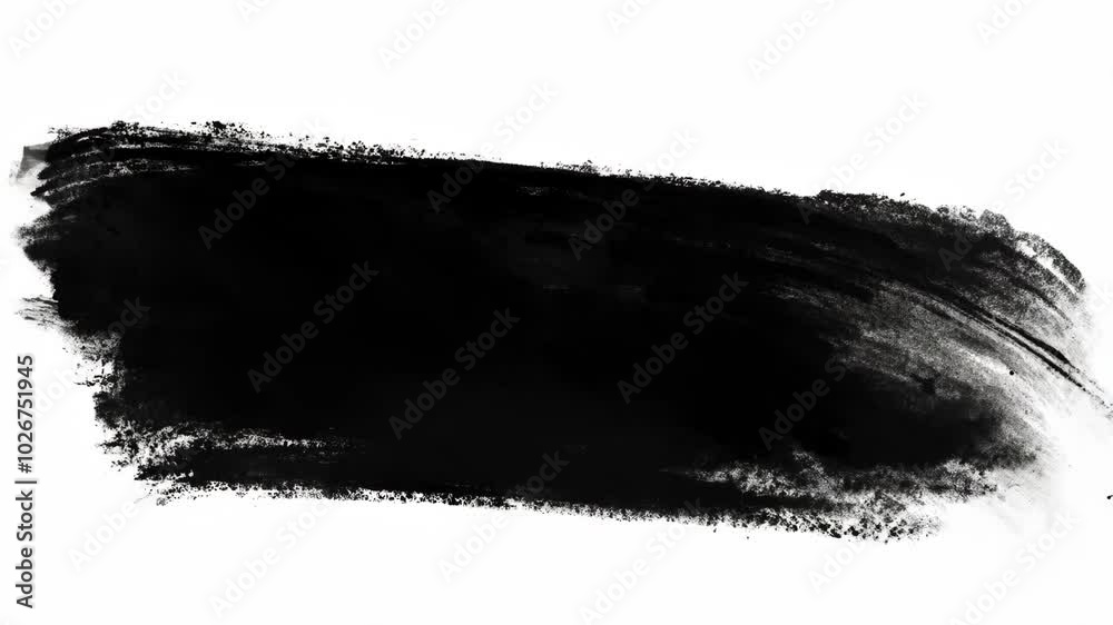 Painting black brush stroke isolated on white background. Abstract hand painted stroke. Grunge texture