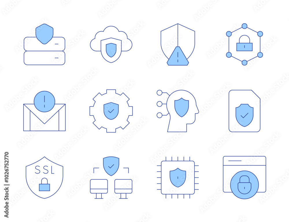 Security icons. Line Duotone style, editable stroke. secure, access, security, insurance, server, email, shield, ssl, personal data Security icons. Line Duotone style, editable stroke. secure, access, security, insurance, server, email, shield, ssl, personal data