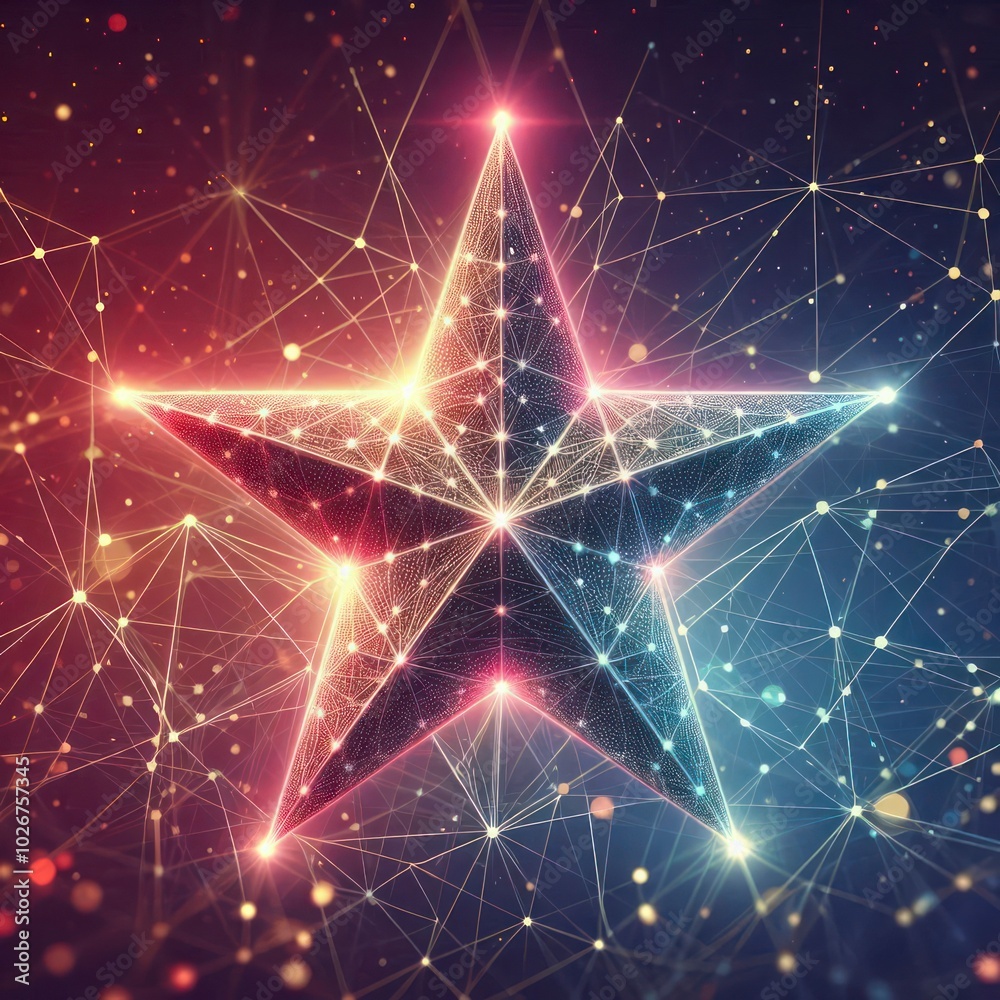 star with polygon line on abstract background. Polygonal space low poly with connecting dots and lines. Connection structure. Vector science background