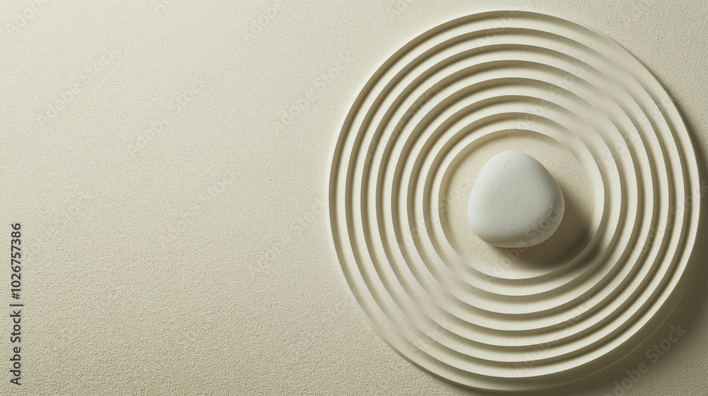 Naklejka premium A Meditation For Relaxation Concept. A Simple, Zen, Peaceful, Minimalistic Background, Representing Relaxation In A Spa, Wellness Our Outdoors