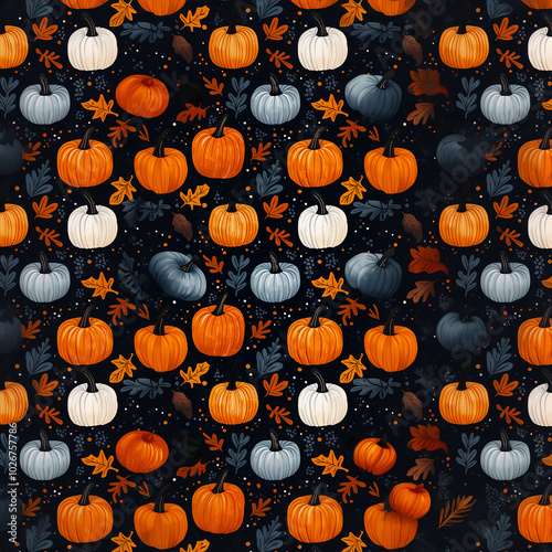 Thanksgiving & Halloween pumpkin wallpaper, with pumpkins and leaves, a warm and autumnal feel