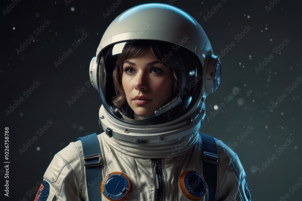 a woman in space suit and helmet