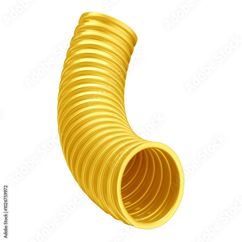 3D Realistic 20mm Yellow Corrugated Flame-Retardant Conduit on White Isolated Background photo