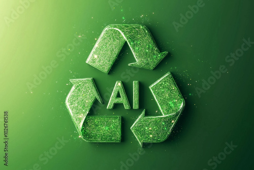 A green 3d icon of the recycling symbol with 