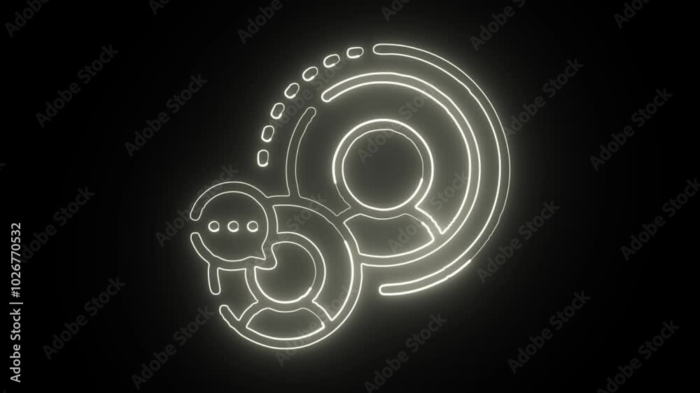 glowing neon chat icon isolated on black background. HD video motion graphic animation