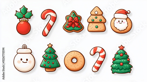 Cute New Year's stickers are on a white background
