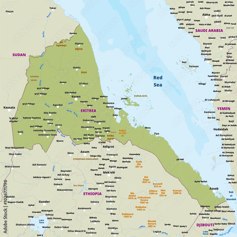 Obraz premium Simple political map of Eritrea