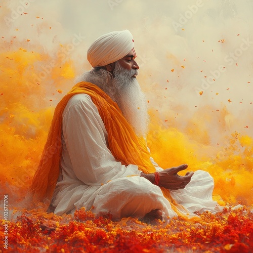 Indian Festivals and Events with Copyspace - Nanak Jayanti, Guru Tegh Bahadur's Martyrdom Day, Govind Singh Jayanti, Guru Ravidas Jayanti, Guru Purnima, Diwali/Deepavali photo