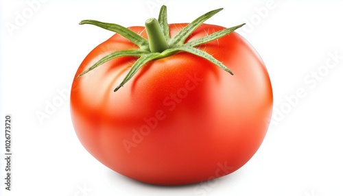 Isolated Tomato On White Background With Clipping Path And Full Depth Of Field, Perfect For Graphic Designers And Photography Projects.