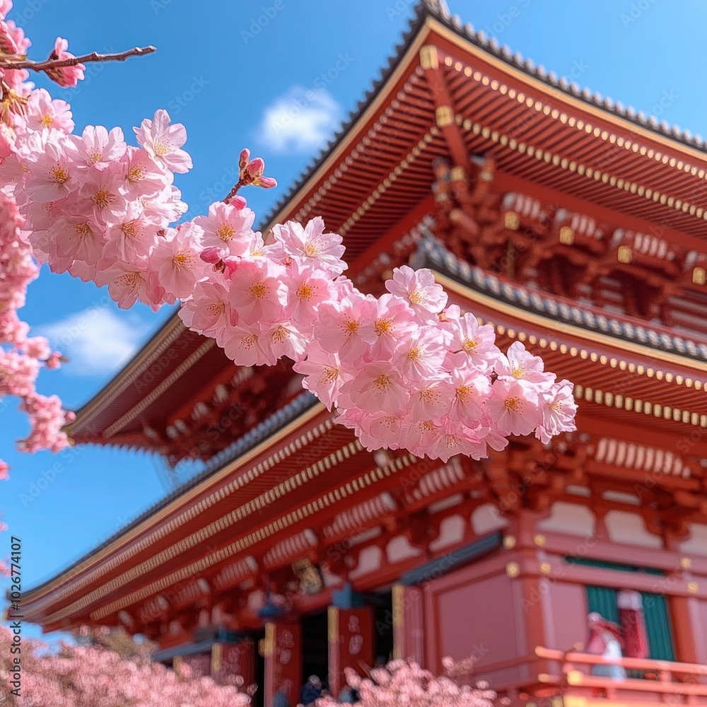 Spring Blossoms at Asakusa Temple, Tokyo: Capturing the Beauty of Sakura Season Spring Blossoms at Asakusa Temple, Tokyo: Capturing the Beauty of Sakura Season