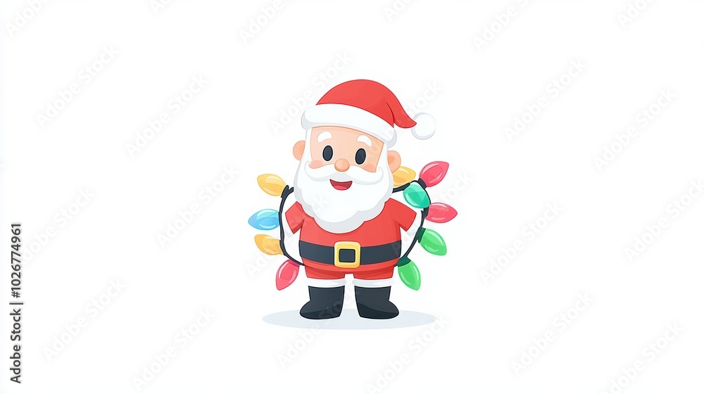 Cheerful Santa with Colorful Holiday Lights Cheerful Santa with Colorful Holiday Lights