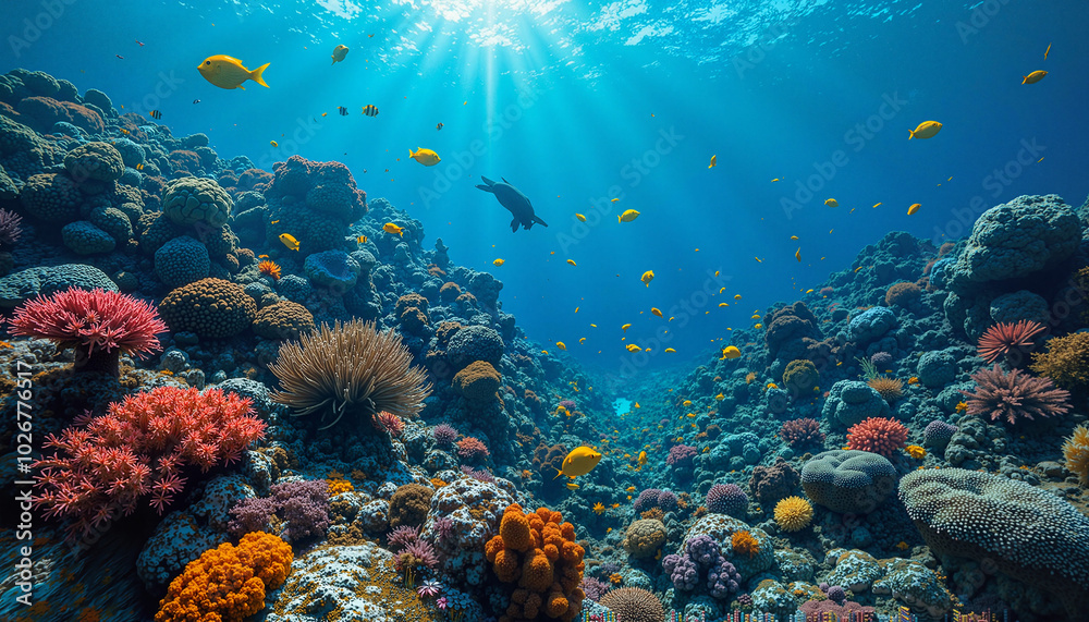 Naklejka premium Seamless background: underwater world 