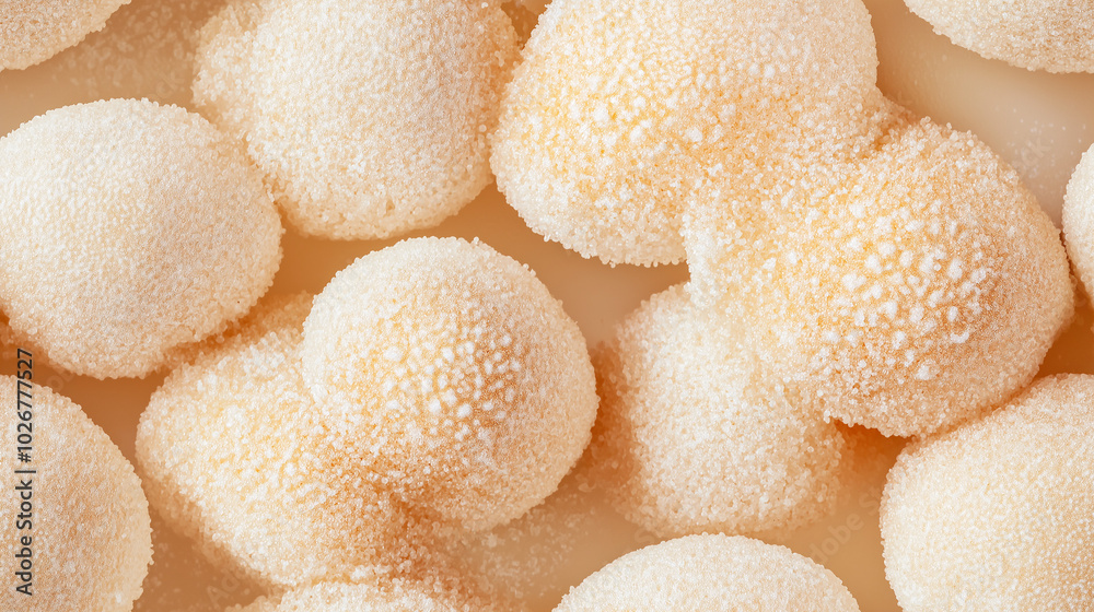 a close-up, top-down view of dried lychee powder, featuring a pale, almost white color with a fine, powdery surface a close-up, top-down view of dried lychee powder, featuring a pale, almost white color with a fine, powdery surface