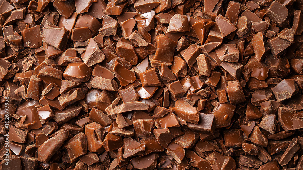a close-up, top-down view of finely chopped almond butter chocolate scattered across the frame a close-up, top-down view of finely chopped almond butter chocolate scattered across the frame