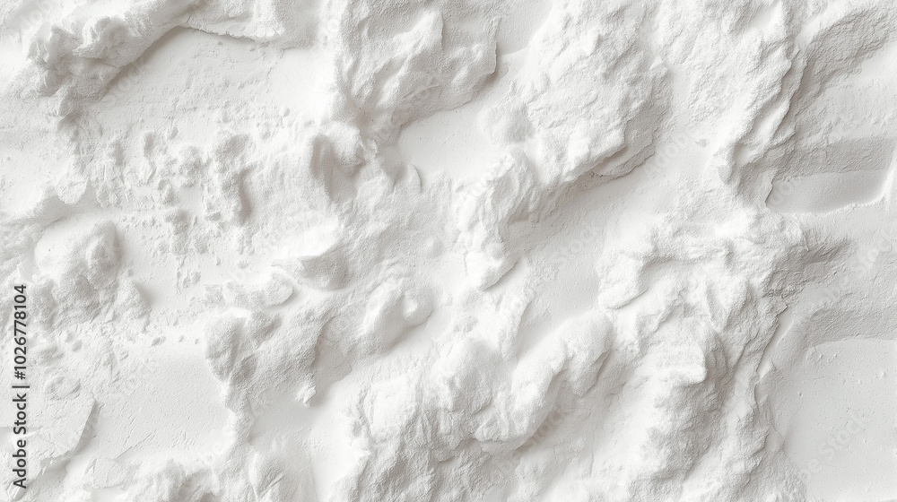 a close-up, top-down view of potato starch, filling the entire frame with the focus on the finely milled, bright white powder a close-up, top-down view of potato starch, filling the entire frame with the focus on the finely milled, bright white powder