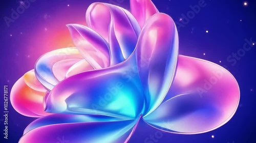 Vibrant abstract flower with iridescent petals and radiant colors