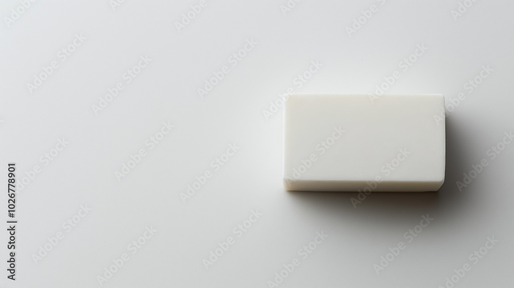frontview, the image depicts a soap placed on the right side of a white background, leaving ample copy space on the left frontview, the image depicts a soap placed on the right side of a white background, leaving ample copy space on the left