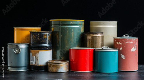 a collection of cans commonly associated with paints and coatings