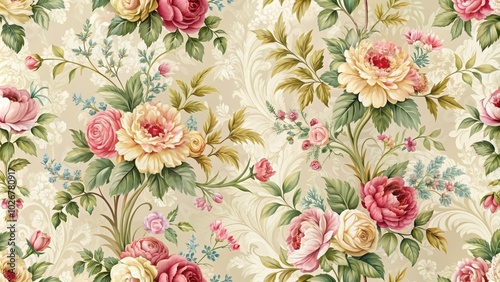 Wallpaper Mural Decorative wallpaper with floral pattern for stylish interiors , interior design, background, home decor, elegant, vintage Torontodigital.ca