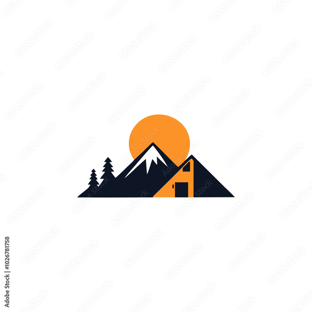 simple housing design logo on the mountain simple housing design logo on the mountain