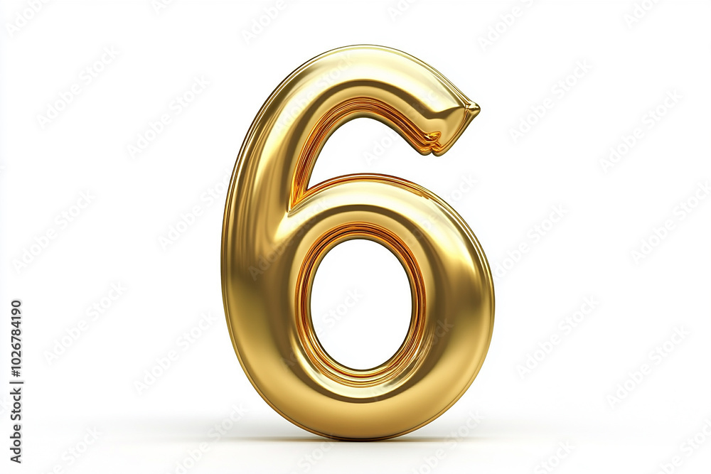 3d gold number 6 isolated on white background 3d gold number 6 isolated on white background