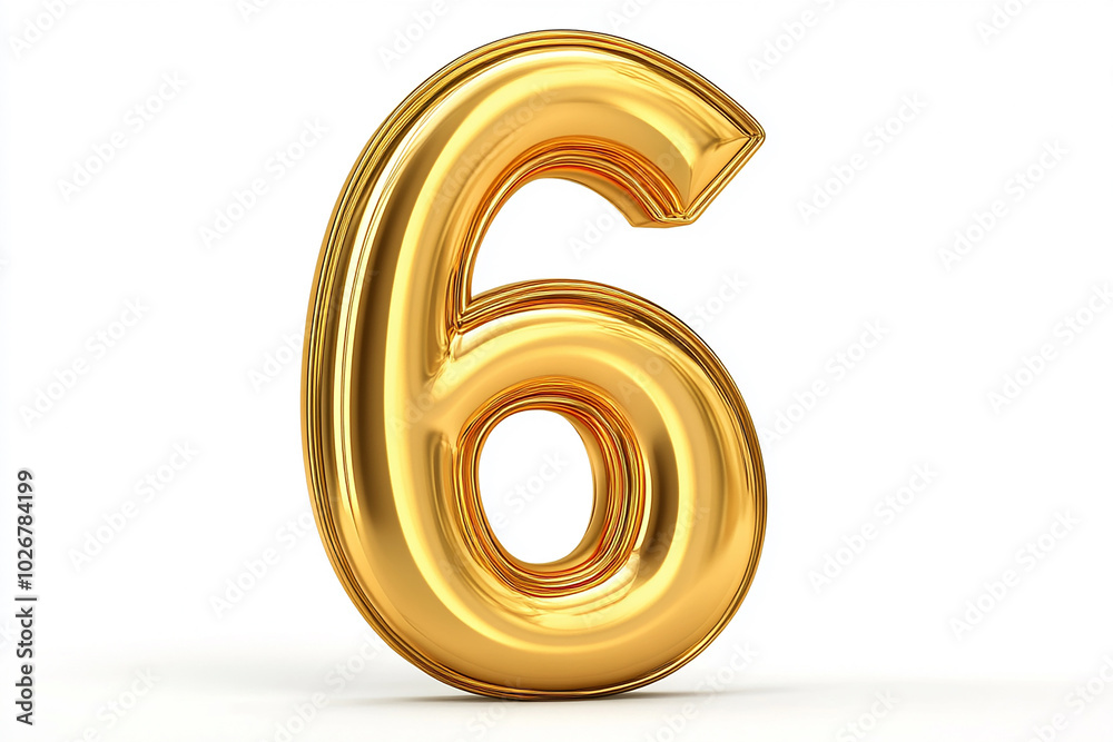 3d gold number 6 isolated on white background 3d gold number 6 isolated on white background