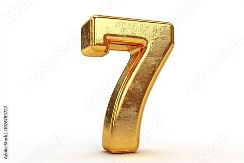 3d gold number 7 isolated on white background