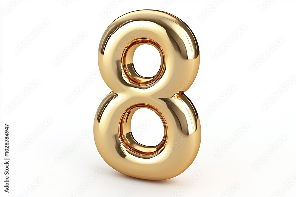 3d gold number 8 isolated on white background 3d gold number 8 isolated on white background