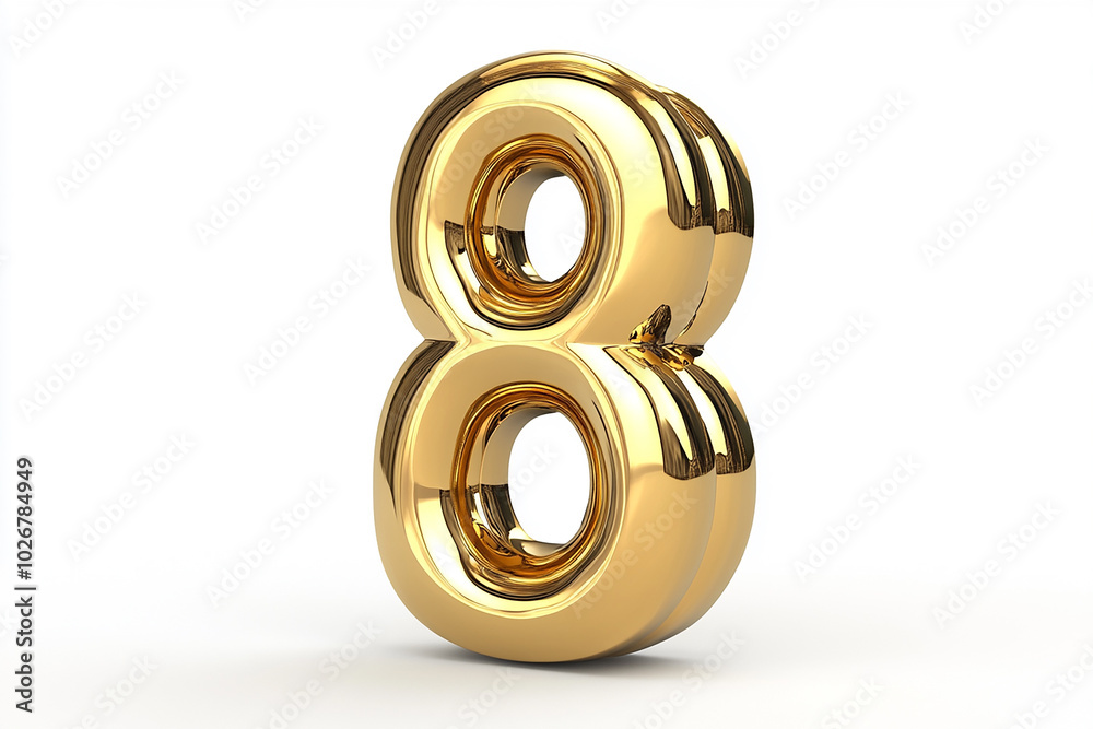 3d gold number 8 isolated on white background 3d gold number 8 isolated on white background