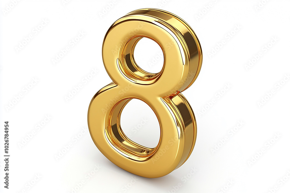 3d gold number 8 isolated on white background 3d gold number 8 isolated on white background