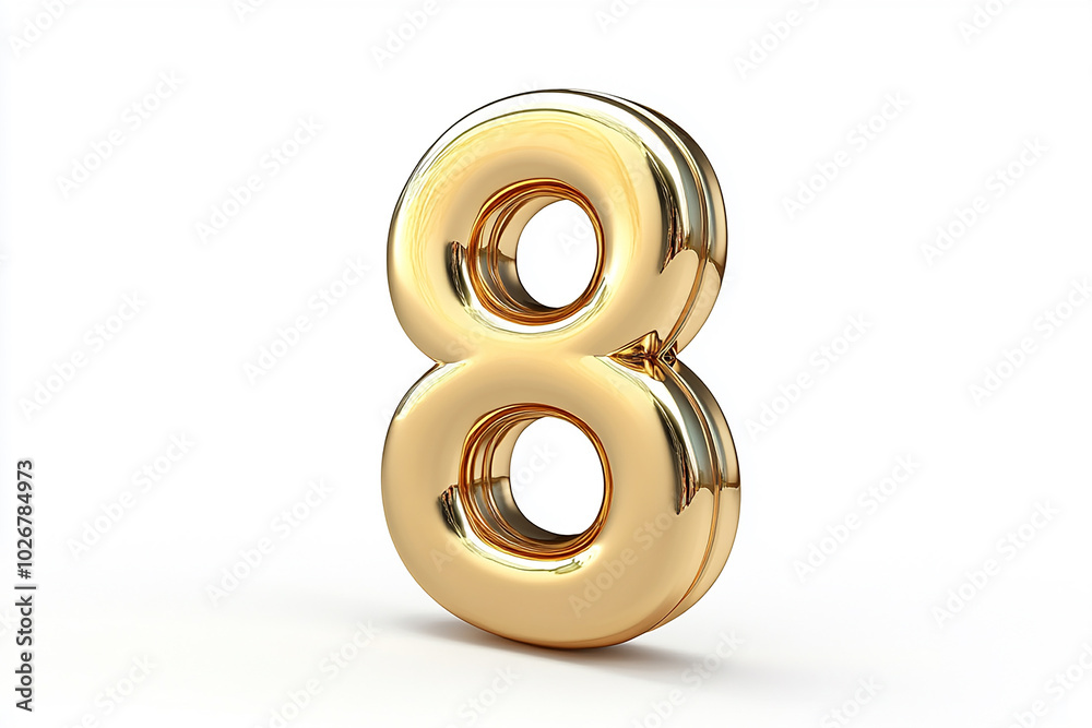 3d gold number 8 isolated on white background 3d gold number 8 isolated on white background