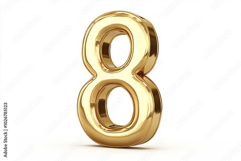3d gold number 8 isolated on white background 3d gold number 8 isolated on white background