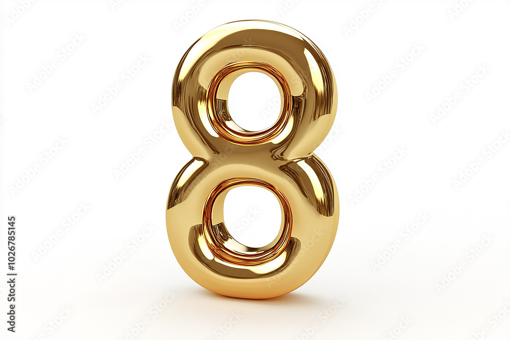 3d gold number 8 isolated on white background 3d gold number 8 isolated on white background