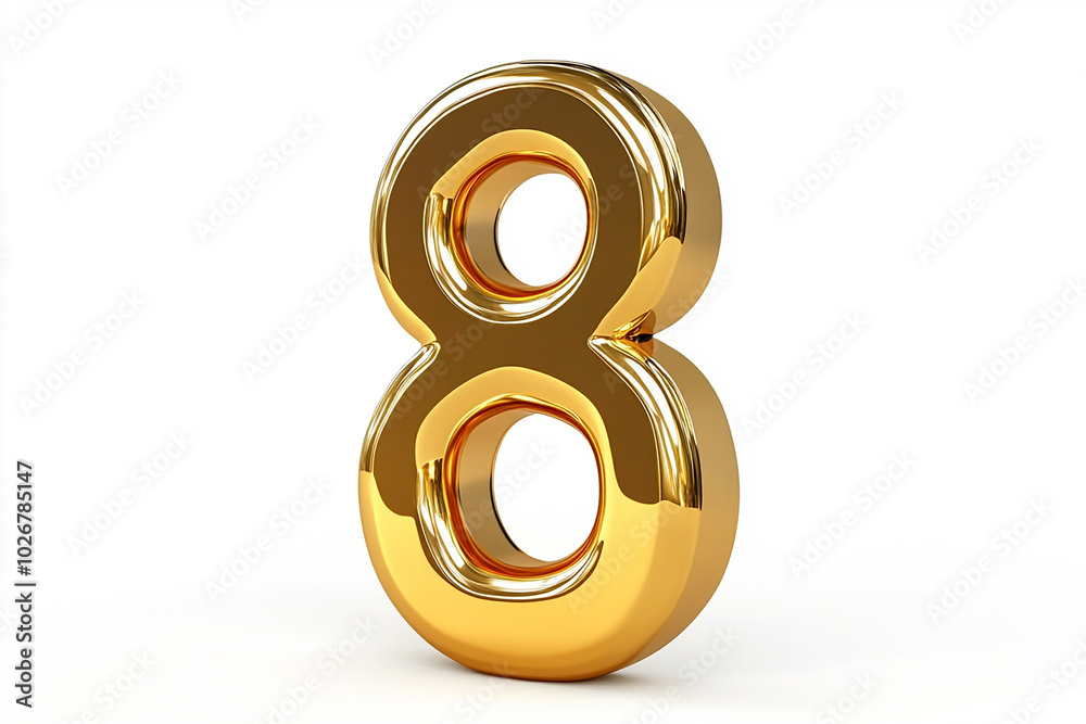 3d gold number 8 isolated on white background 3d gold number 8 isolated on white background