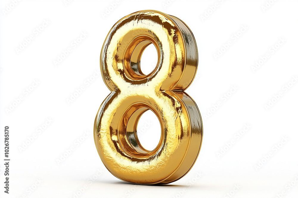 3d gold number 8 isolated on white background 3d gold number 8 isolated on white background