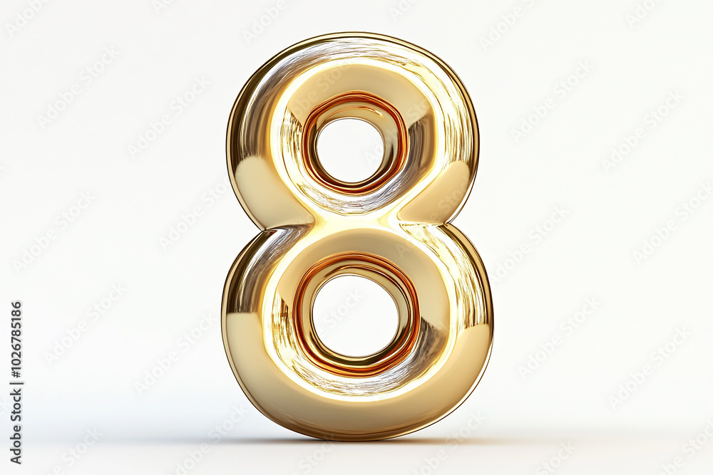 3d gold number 8 isolated on white background 3d gold number 8 isolated on white background