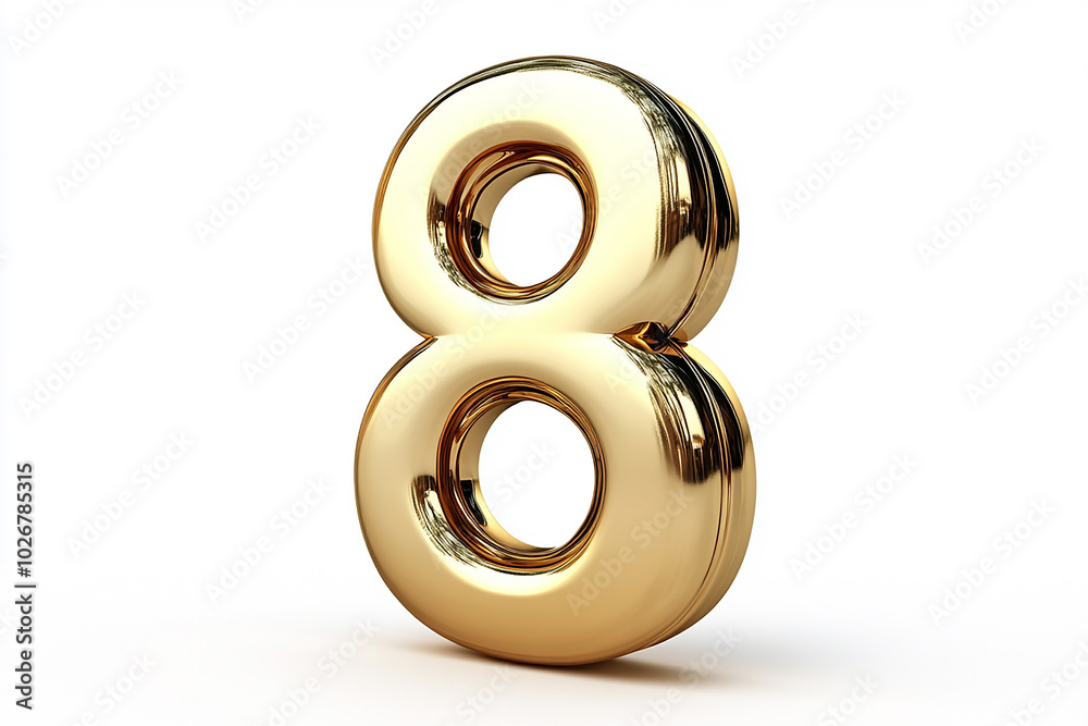 3d gold number 8 isolated on white background 3d gold number 8 isolated on white background