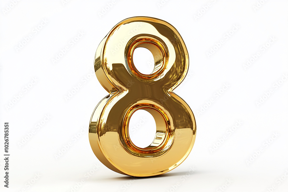 3d gold number 8 isolated on white background 3d gold number 8 isolated on white background