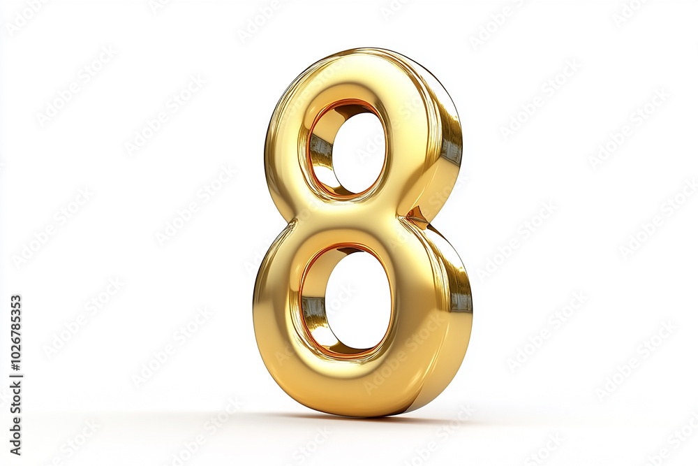 3d gold number 8 isolated on white background 3d gold number 8 isolated on white background