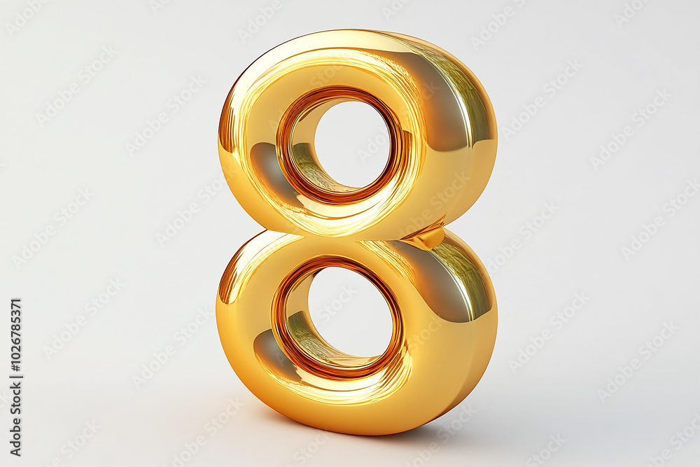 3d gold number 8 isolated on white background 3d gold number 8 isolated on white background