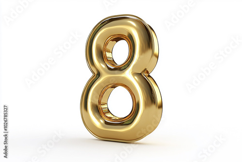 3d gold number 8 isolated on white background