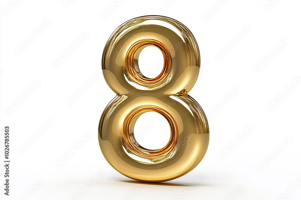 3d gold number 8 isolated on white background 3d gold number 8 isolated on white background