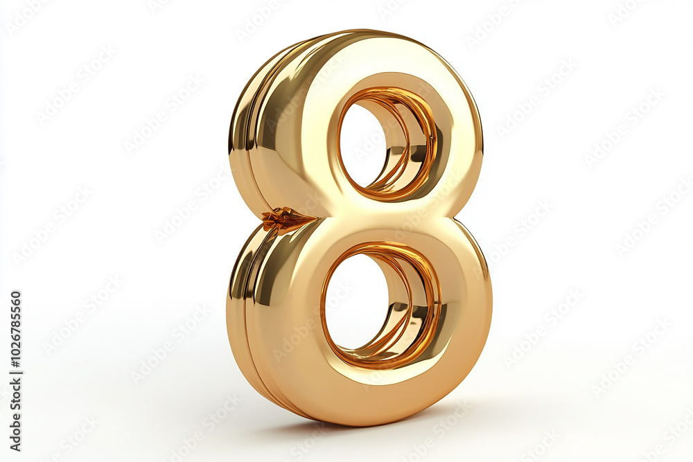 3d gold number 8 isolated on white background 3d gold number 8 isolated on white background