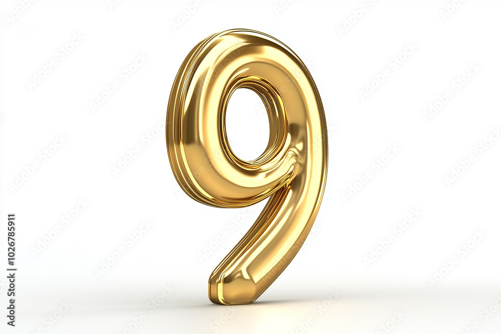 3d gold number 9 isolated on white background 3d gold number 9 isolated on white background