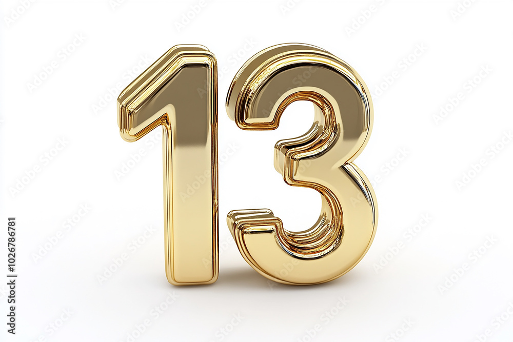 3d gold number 13 isolated on white background 3d gold number 13 isolated on white background
