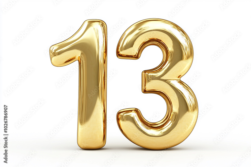 3d gold number 13 isolated on white background 3d gold number 13 isolated on white background
