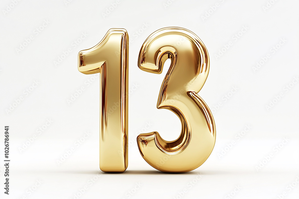 3d gold number 13 isolated on white background 3d gold number 13 isolated on white background