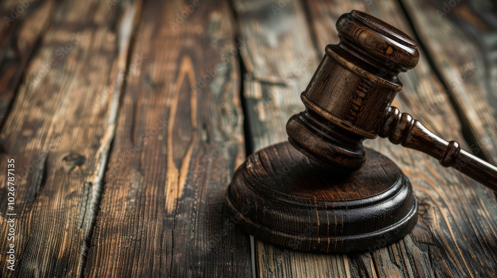 Judges Gavel on Wooden Desk with Copy Space in Close-up View. Concept Legal, Justice, Gavel Judges Gavel on Wooden Desk with Copy Space in Close-up View. Concept Legal, Justice, Gavel