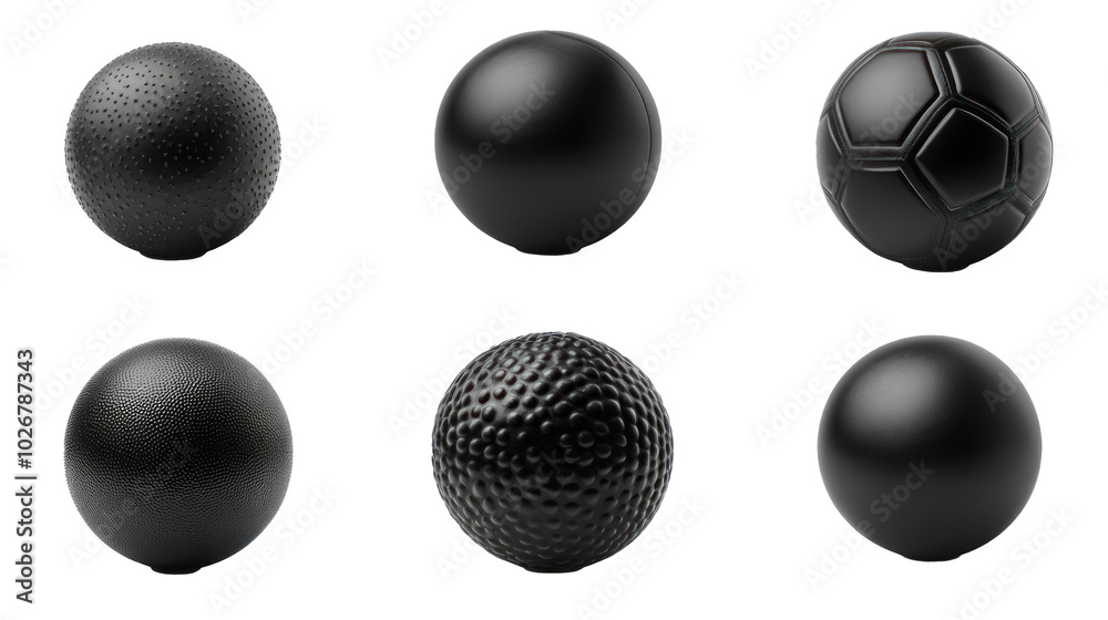 Fototapeta premium black textured sports balls silhouettes isolated on transparent background